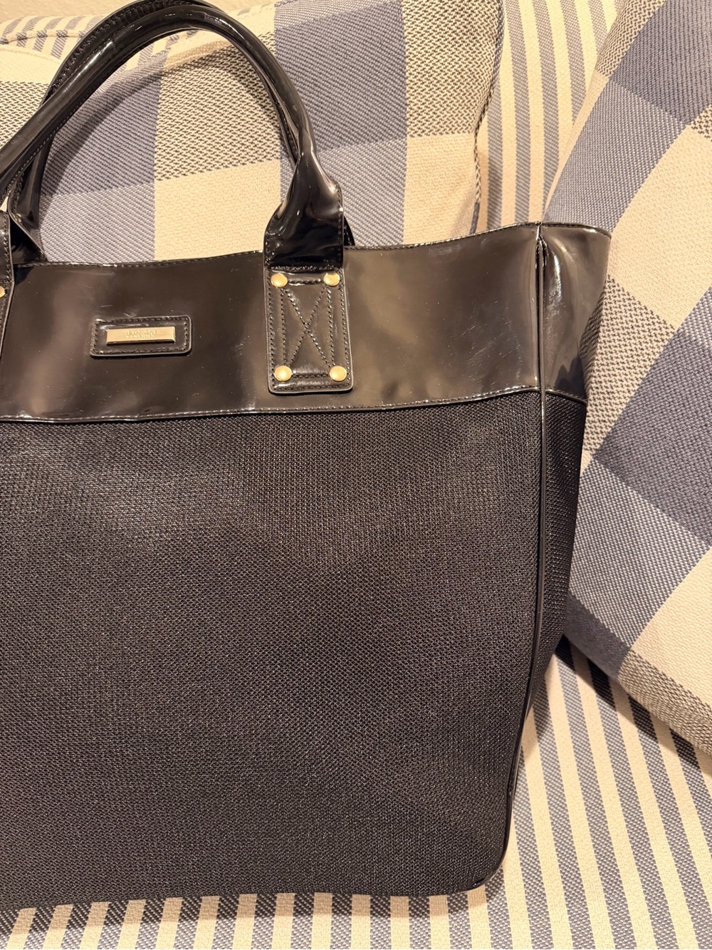 VERSACE PERFUME~Huge Black Tote with Gloss Trim 🖤🩶🖤🩶 - Picture 3 of 13